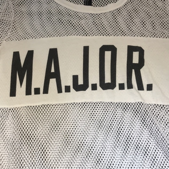 Forever 21 size S white mesh short sleeve shirt with solid front panel MAJOR - Picture 5 of 8